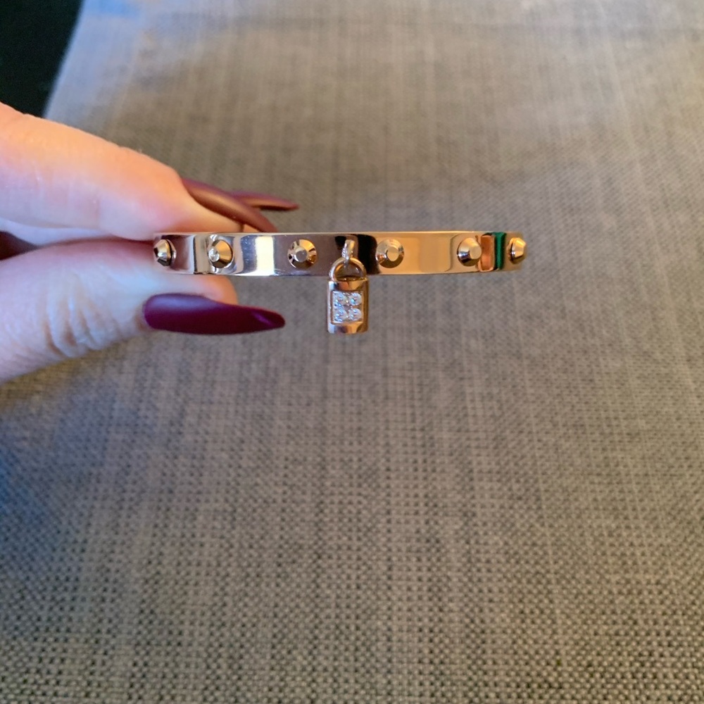 🟢 Rose Gold Studded Crystal Padlock Bracelet